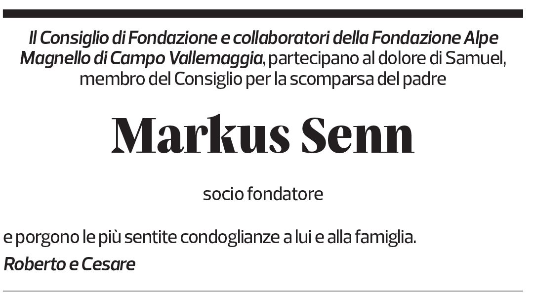 Annuncio funebre Markus Senn