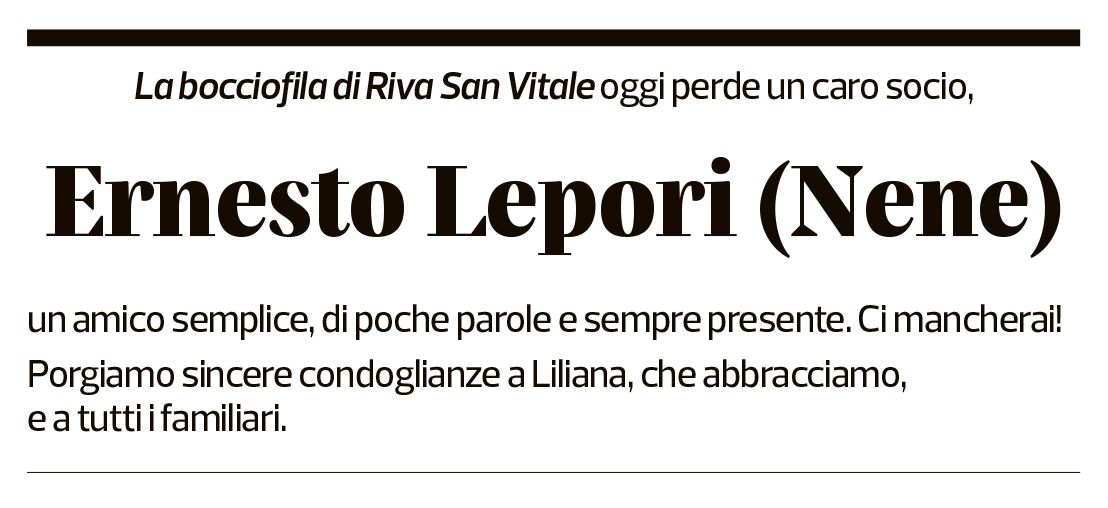 Annuncio funebre Ernesto Lepori