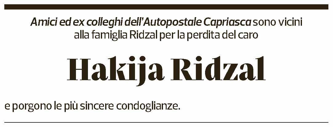 Annuncio funebre Hakija Ridzal