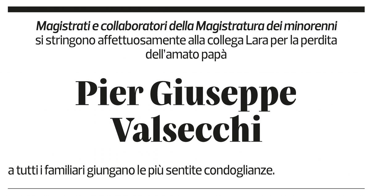 Annuncio funebre Pier Giuseppe Valsecchi