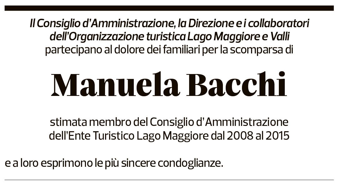 Annuncio funebre Manuela Bacchi