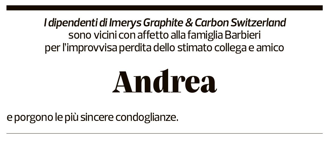 Annuncio funebre Andrea Barbieri