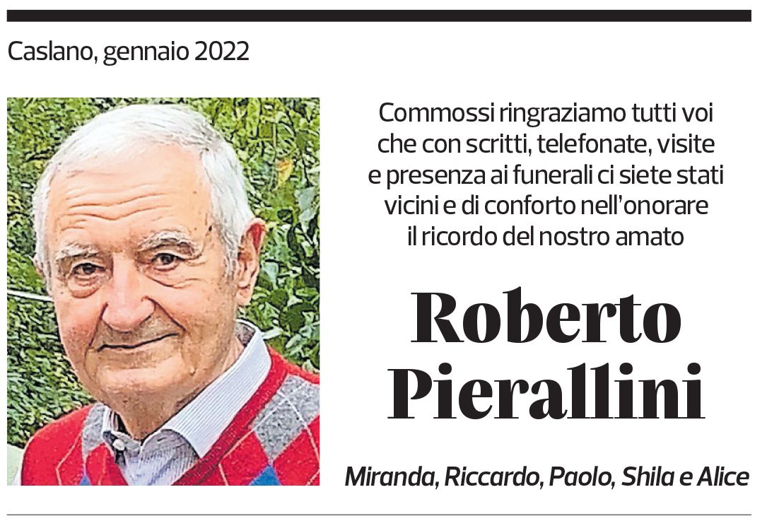 Annuncio funebre Roberto Pierallini