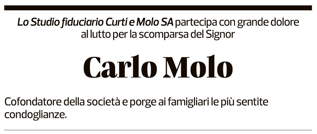 Annuncio funebre Carlo Molo