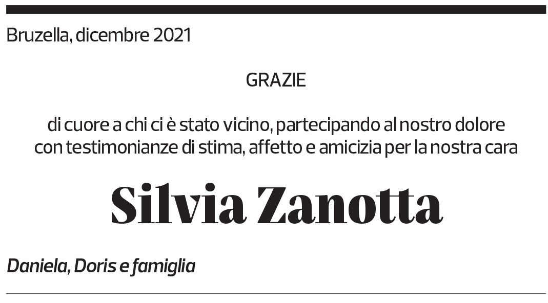 Annuncio funebre Silvia Zanotta