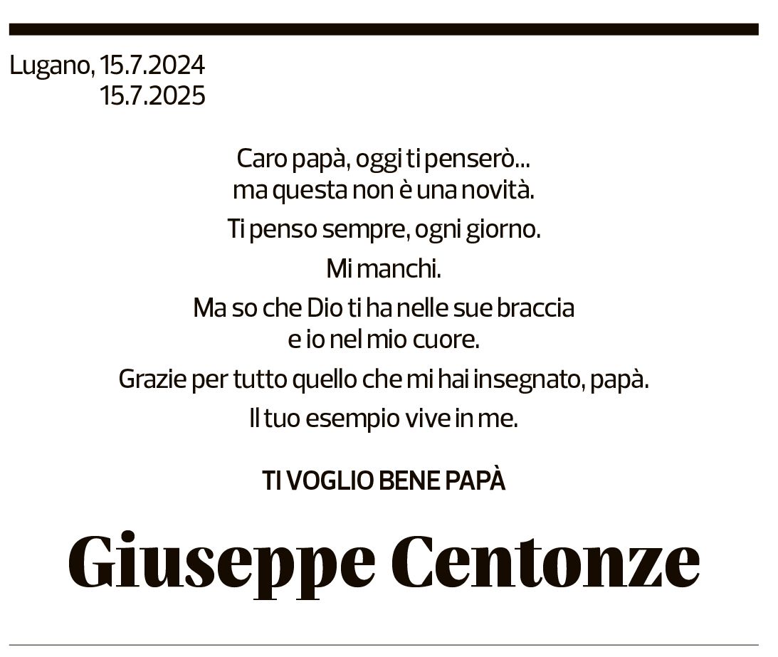 Annuncio funebre Giuseppe Centonze