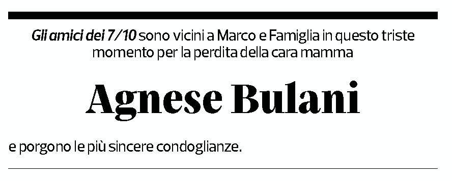 Annuncio funebre Agnese Bulani