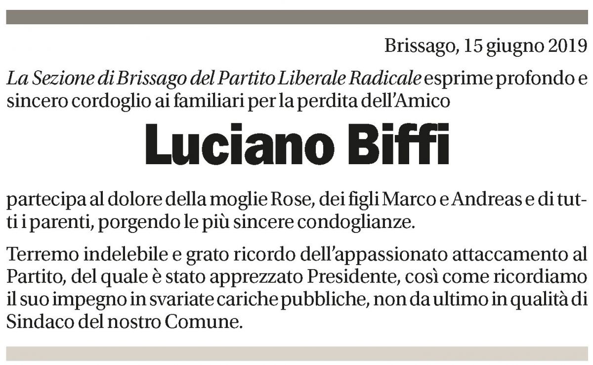 Annuncio funebre Luciano Biffi
