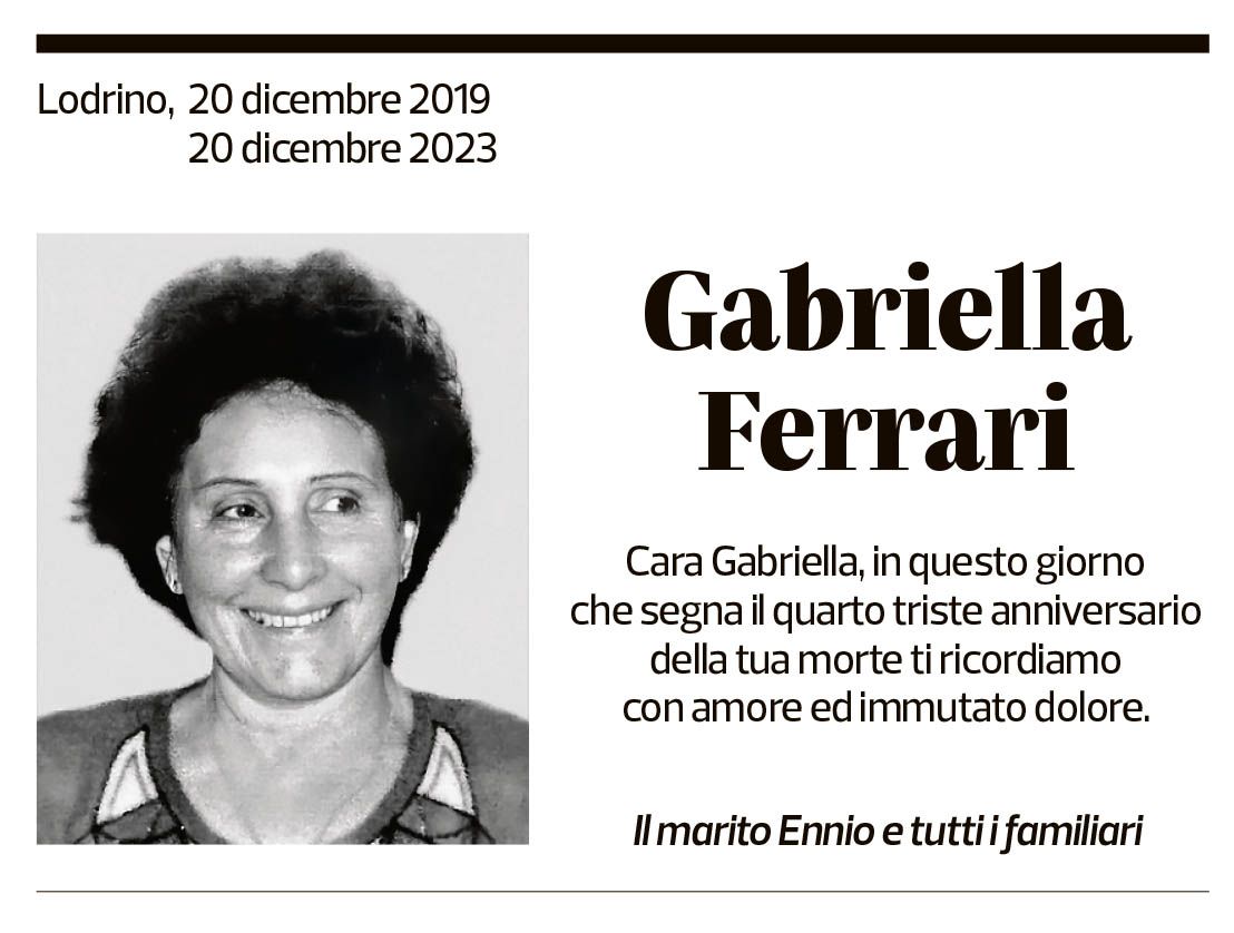 Annuncio funebre Gabriella Ferrari