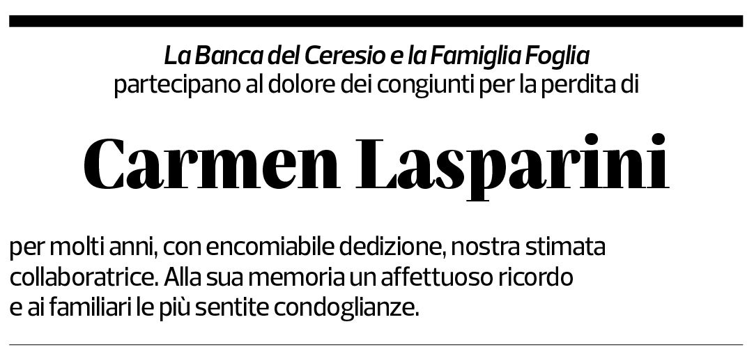 Annuncio funebre Carmen Lasparini