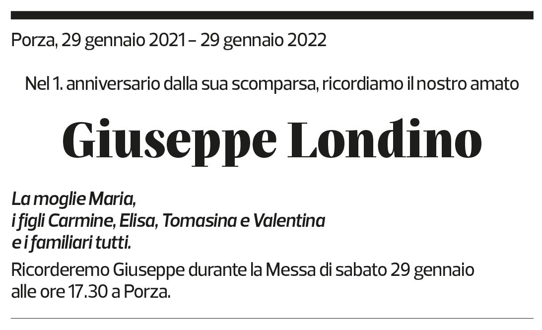 Annuncio funebre Giuseppe Londino