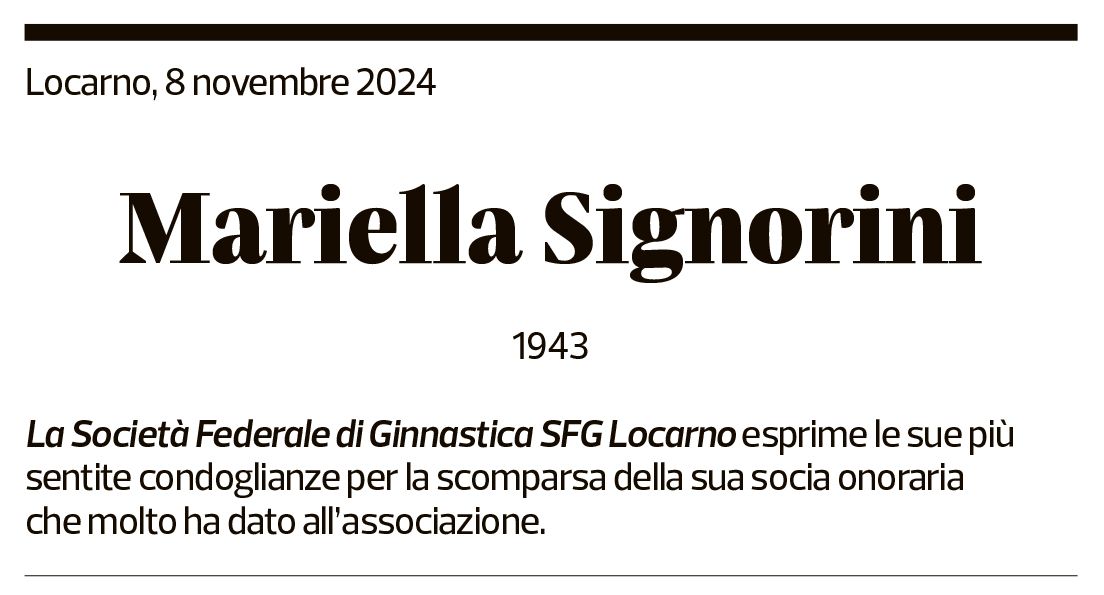 Annuncio funebre Mariella Signorini