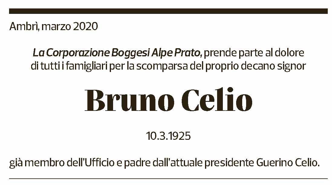 Annuncio funebre Bruno Celio