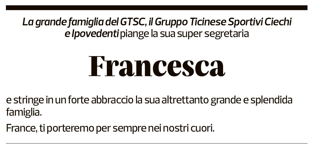 Annuncio funebre Francesca Rossi-lavizzari