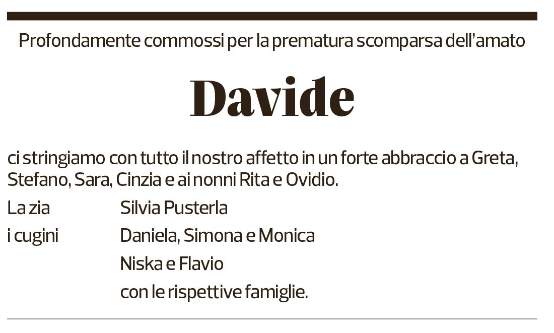 Annuncio funebre Davide Leonelli