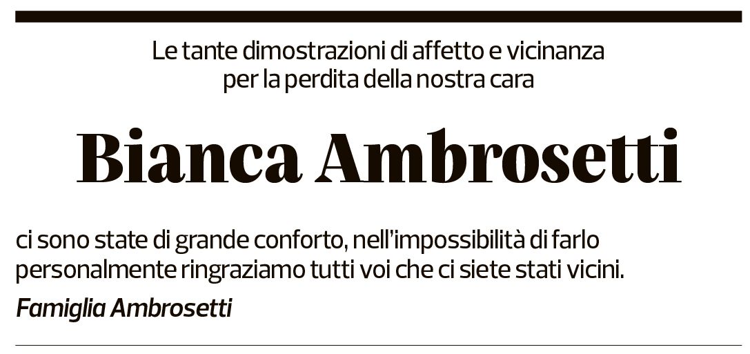 Annuncio funebre Bianca Ambrosetti