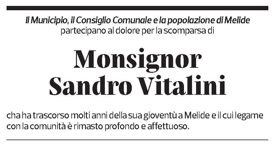 Annuncio funebre Sandro Vitalini