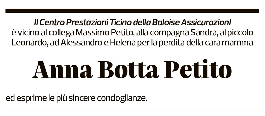 Annuncio funebre Anna Botta Petito