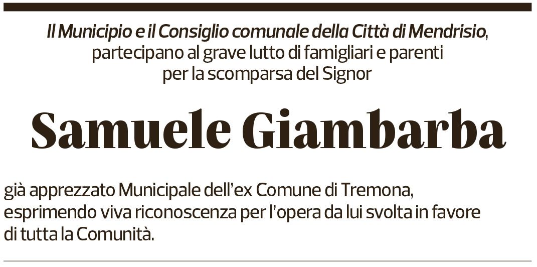 Annuncio funebre Samuele Giambarba