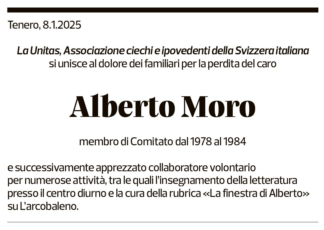 Annuncio funebre Alberto Moro