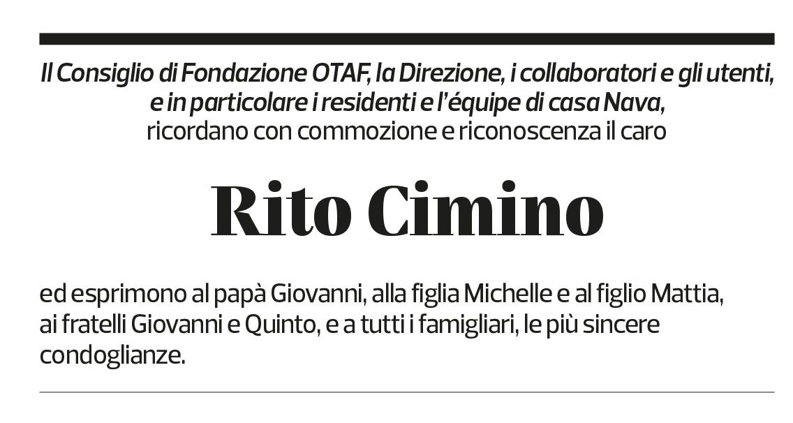 Annuncio funebre Rito Cimino