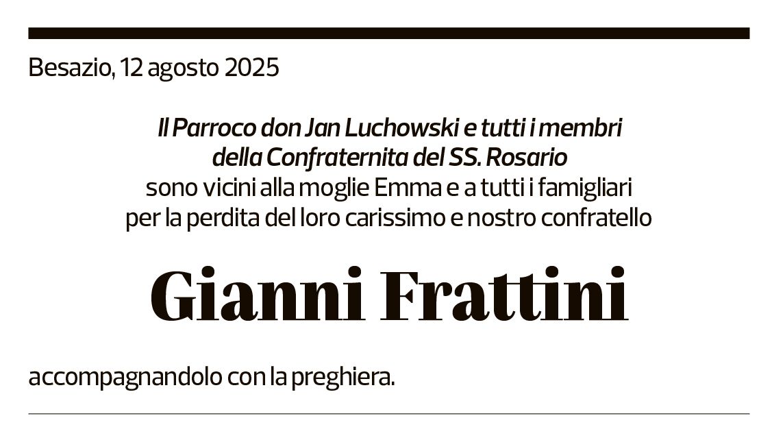 Annuncio funebre Gianni Frattini