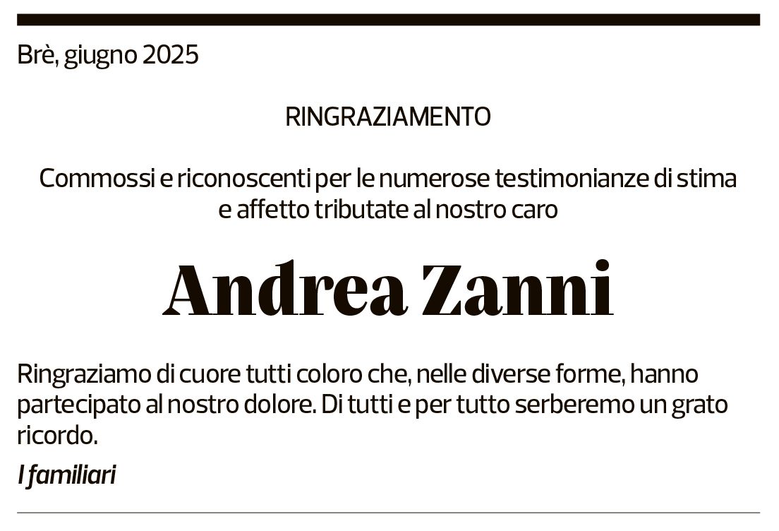 Annuncio funebre Andrea Zanni