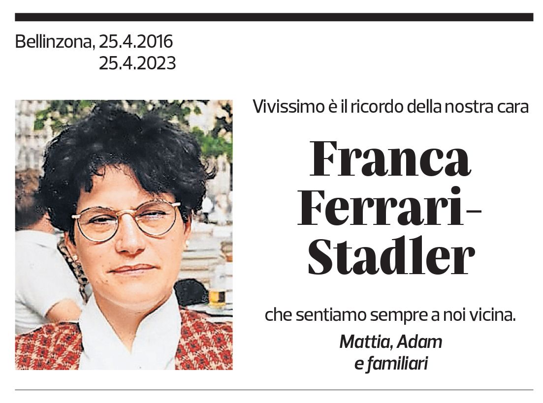 Annuncio funebre Franca Ferrari-stadler