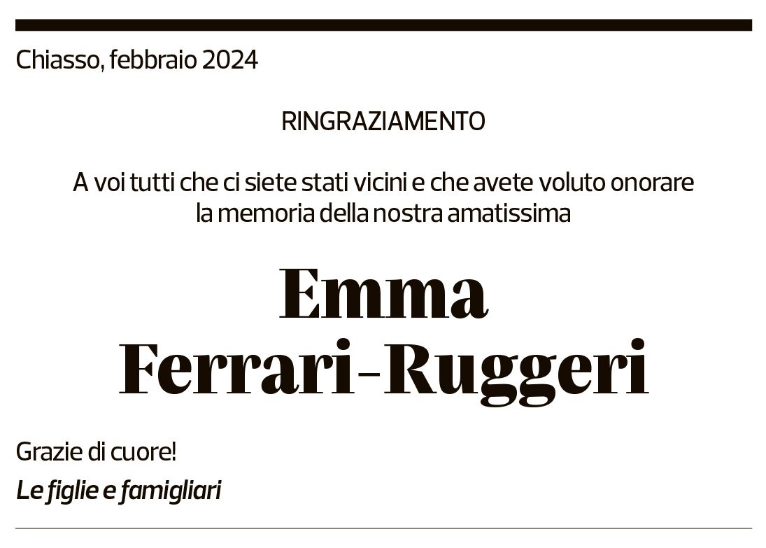 Annuncio funebre Emma Ferrari-ruggeri