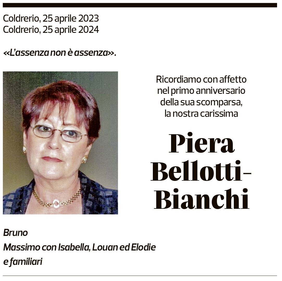 Annuncio funebre Piera Bellotti-bianchi