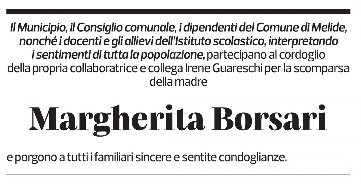Annuncio funebre Margherita Borsari