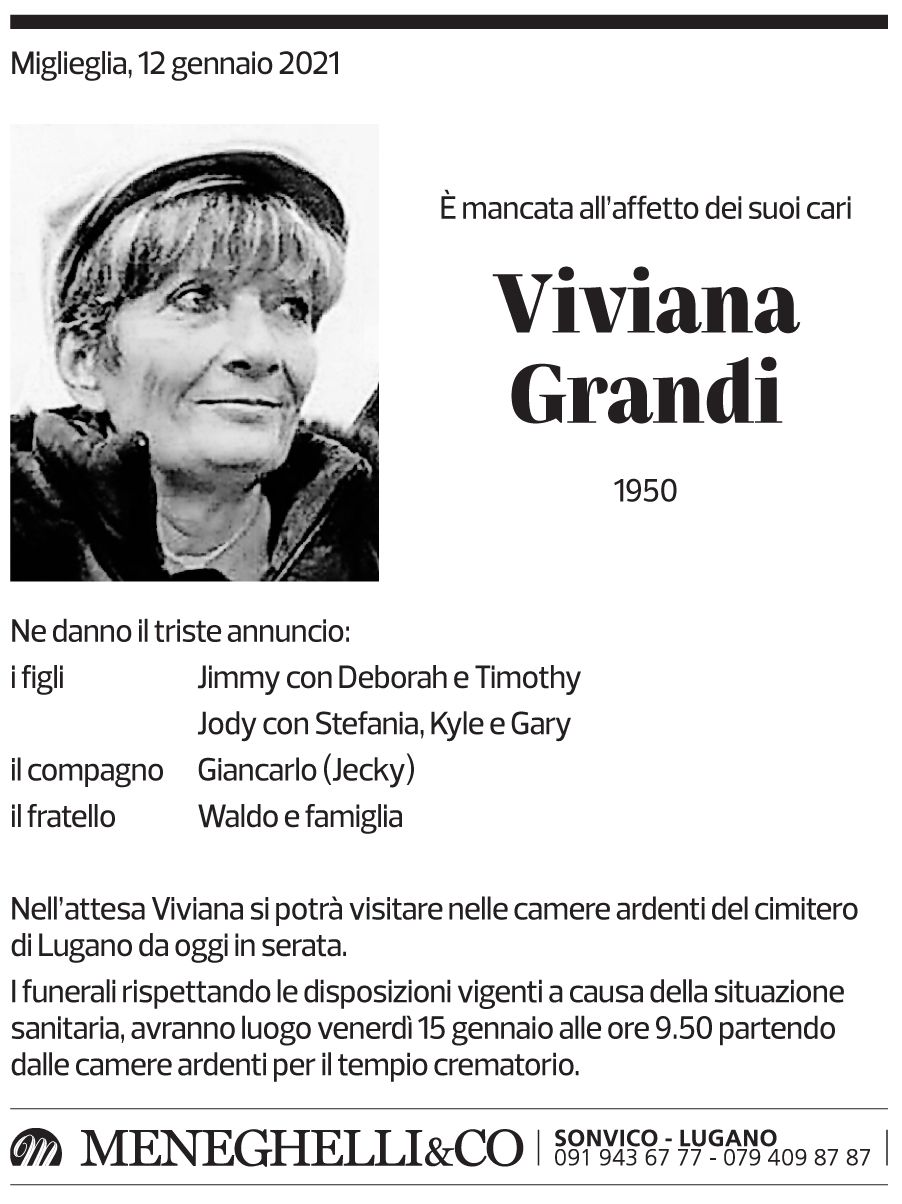 Annuncio funebre Viviana Grandi