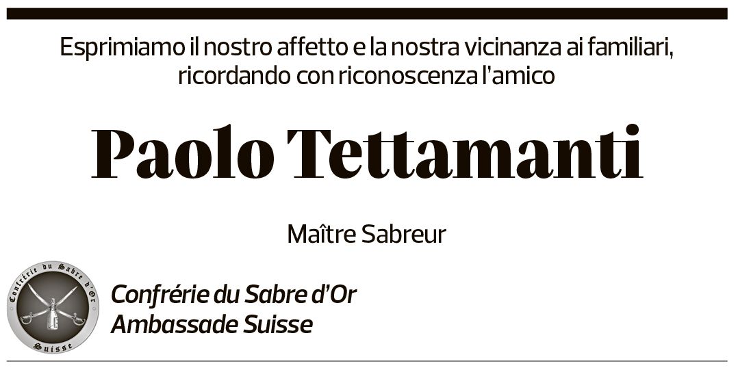 Annuncio funebre Paolo Tettamanti