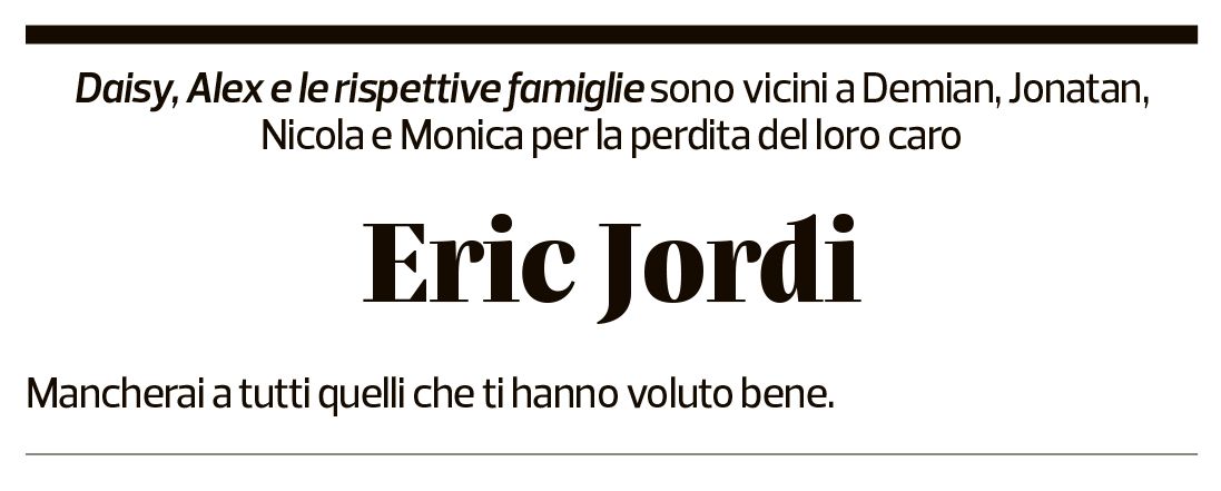 Annuncio funebre Eric Jordi