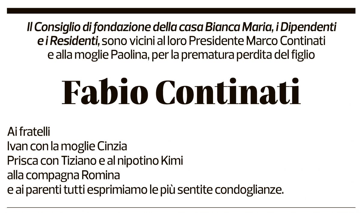 Annuncio funebre Fabio Continati