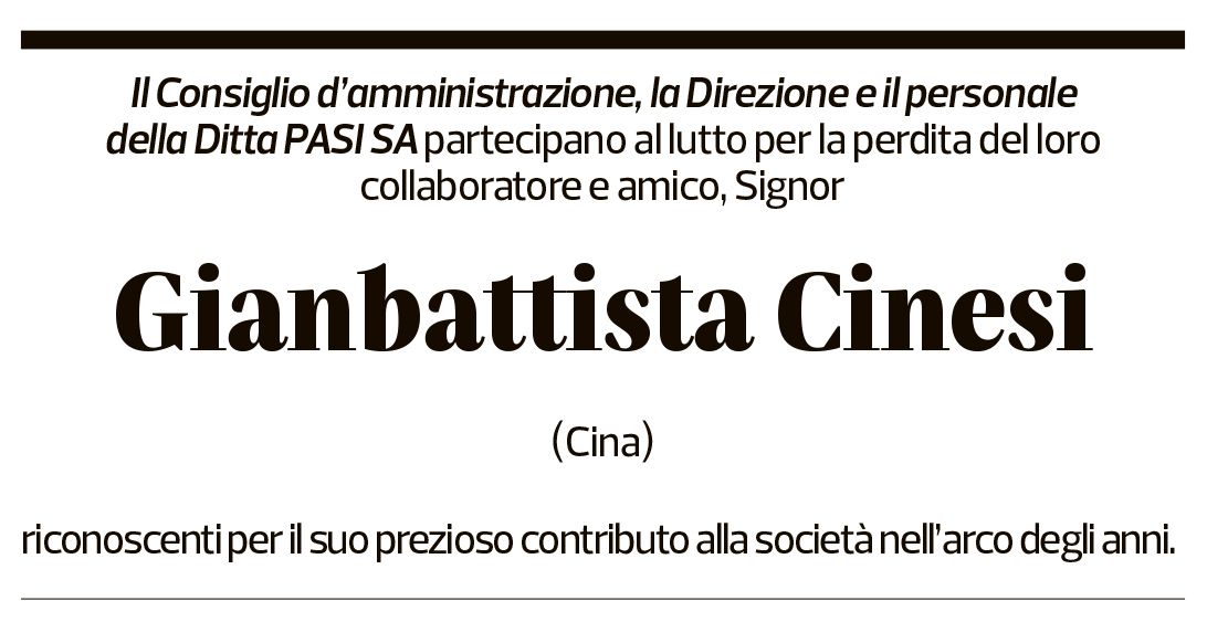 Annuncio funebre Gianbattista Cinesi