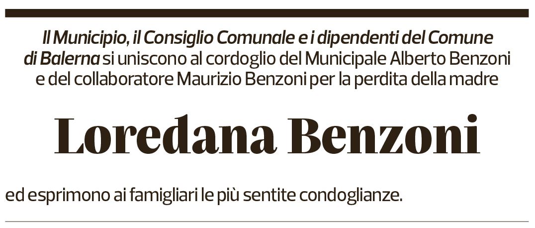 Annuncio funebre Loredana Benzoni