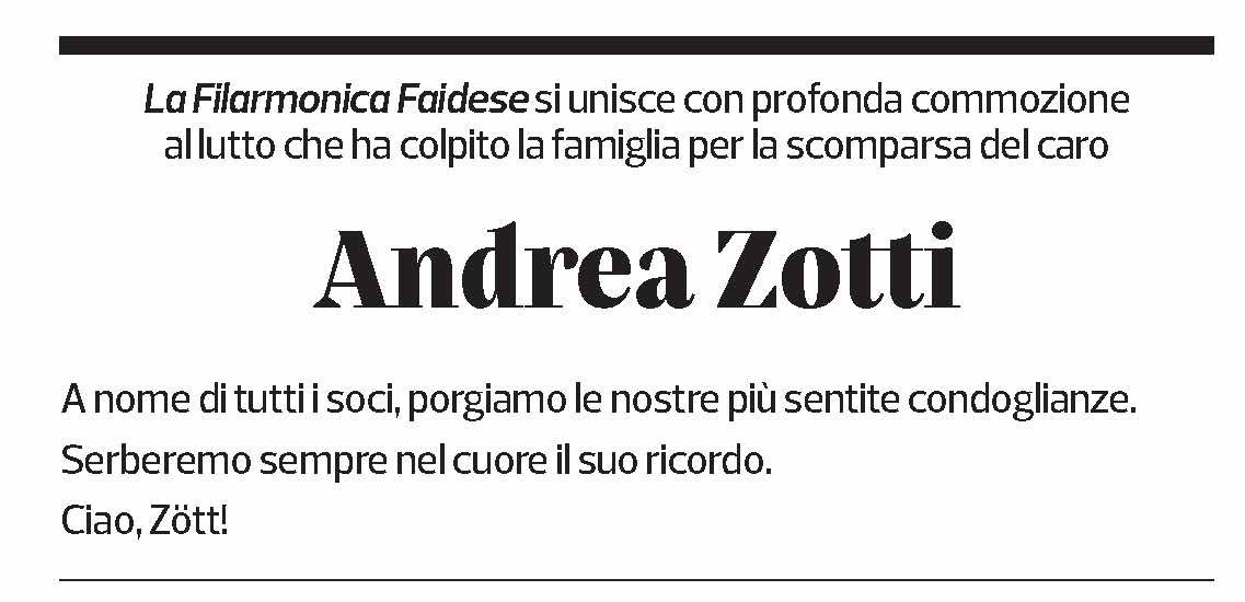 Annuncio funebre Andrea Zotti