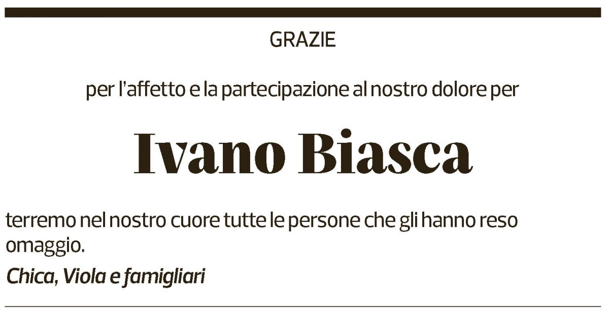 Annuncio funebre Ivano Biasca