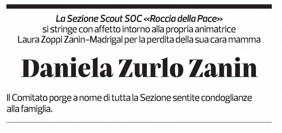 Annuncio funebre Daniela Zurlo Zanin