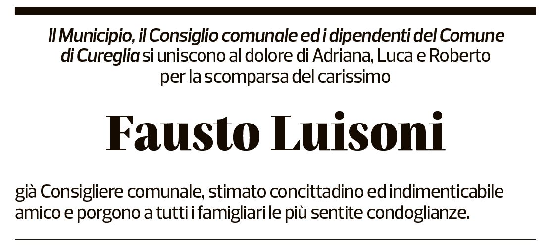 Annuncio funebre Fausto Luisoni