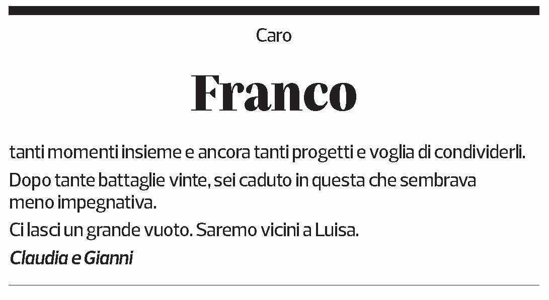 Annuncio funebre Franco Grisoni