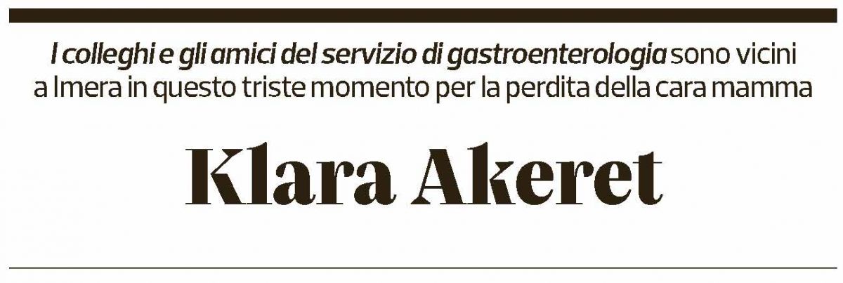 Annuncio funebre Klara Akeret