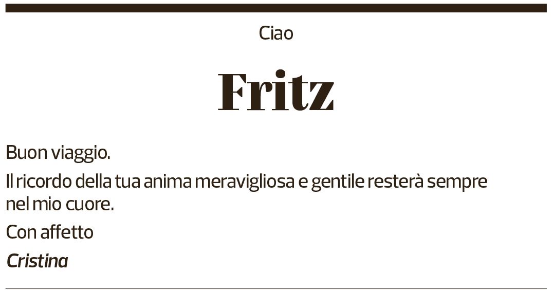 Annuncio funebre Fritz Manz