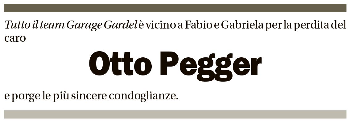 Annuncio funebre Otto Pegger