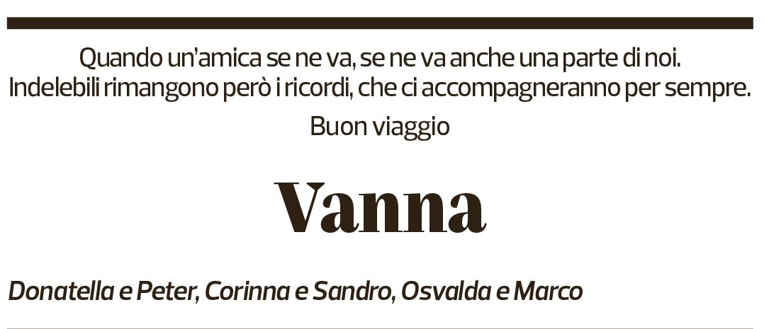 Annuncio funebre Vanna Bossi Fedrigotti