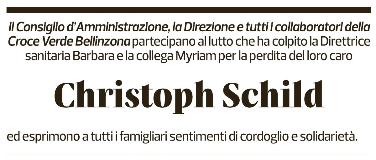 Annuncio funebre Christoph Schild