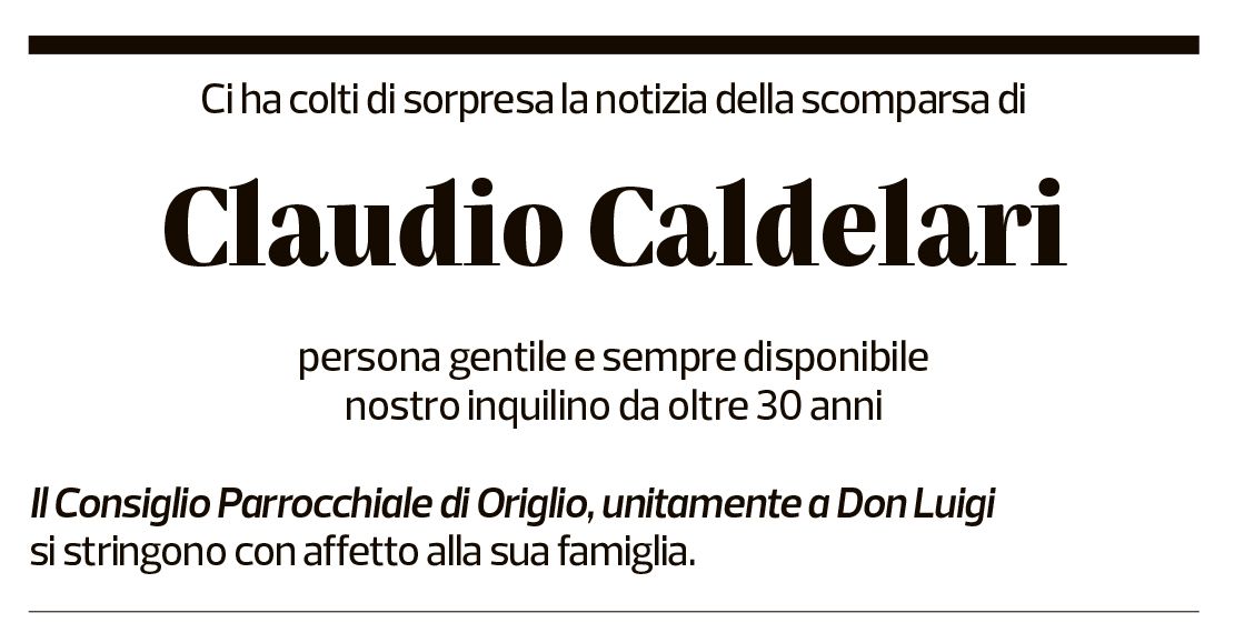 Annuncio funebre Claudio Caldelari