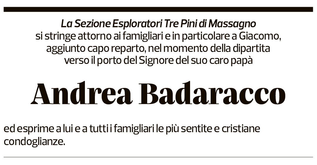 Annuncio funebre Andrea Badaracco