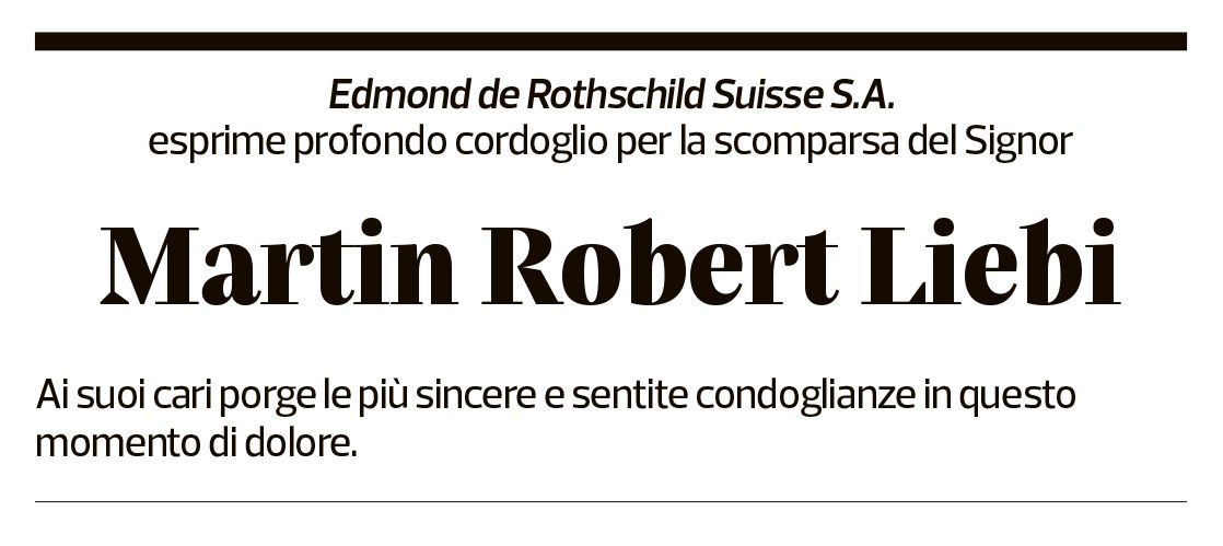 Annuncio funebre Martin Robert Liebi